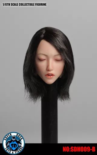 【中古】ドールアクセサリー 1/6 アジア女性ヘッド 009 瞳閉じ 黒髪 セミロング