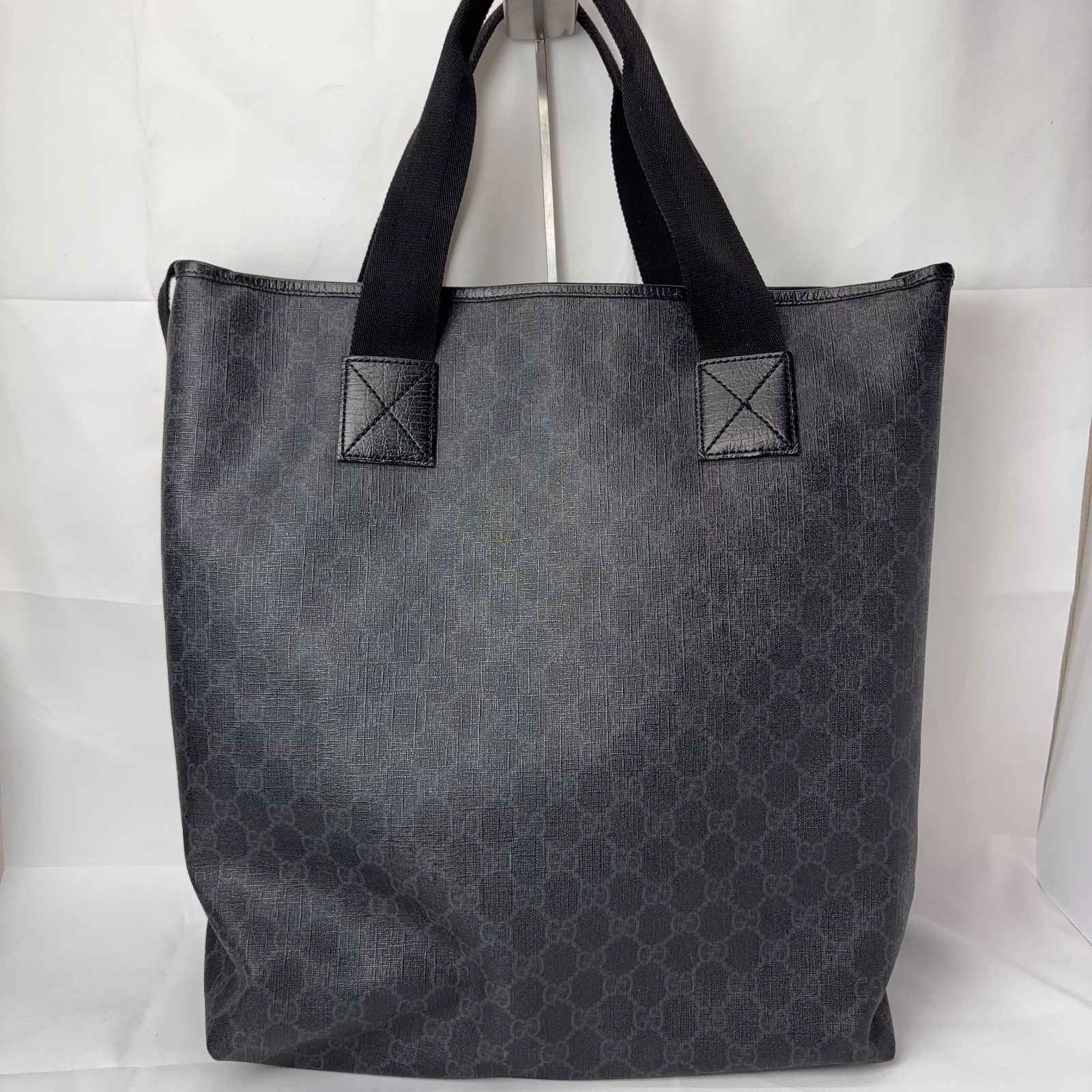 GUCCI GGスプリーム 162163 2WAYトートバッグ グレー PVC 大容量 