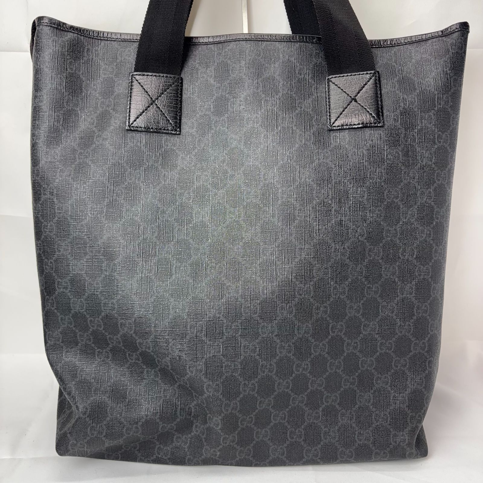 GUCCI GGスプリーム 162163 2WAYトートバッグ グレー PVC 大容量