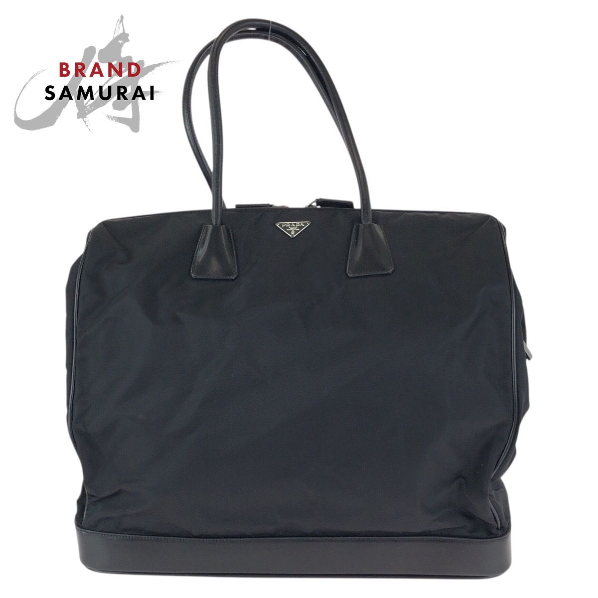 美品 PRADA プラダ テスート 三角ロゴプレート ブラック 黒 シルバー