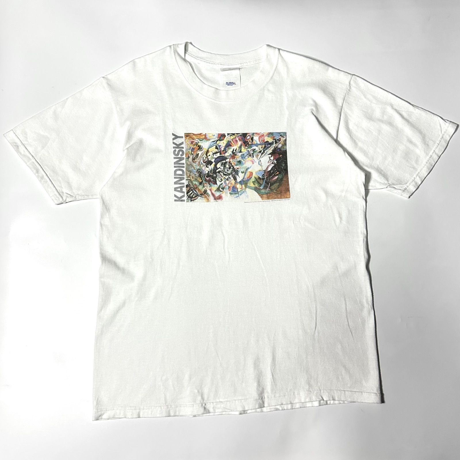 【USA製】【00s】【ワシリーカンディンスキー】「コンポジションVII」アート Tシャツ L ホワイト ビンテージ 古着 半袖