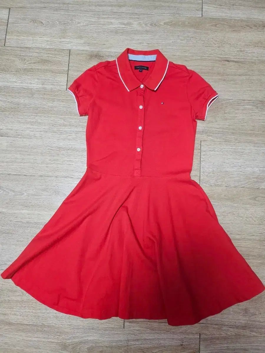Tommy Hilfiger トミーヒルフィガー 14 レッド カラーシャツワンピース 女の子ワンピース 小学ワンピース