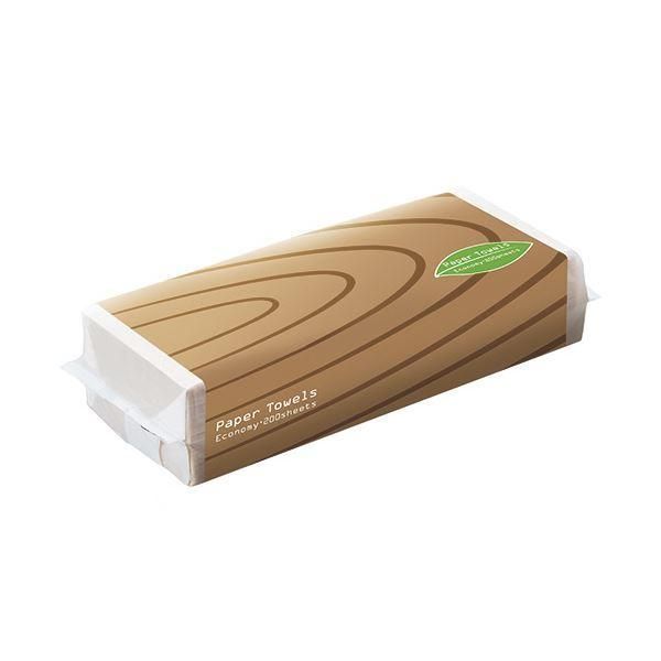 （まとめ）TANOSEE ペーパータオルアースカラー（エコノミー）200枚/パック 1セット（5パック）〔×10セット〕