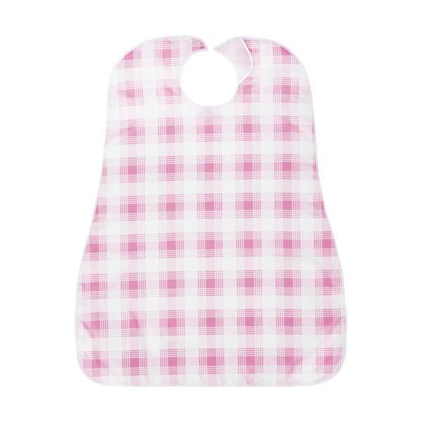 （まとめ）カネモ商事 LOr食事用エプロンピンクチェック 1枚〔×5セット〕