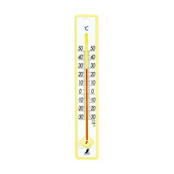 （まとめ）シンワ 寒暖計 25cm イエロー48357 1個〔×10セット〕