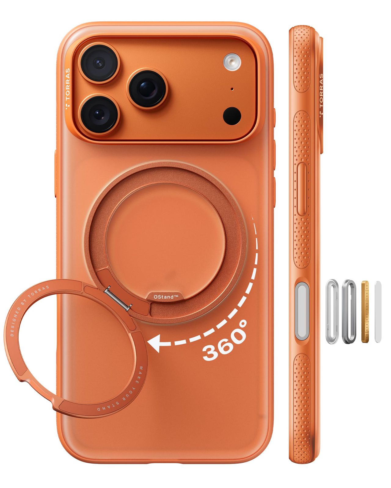 新品 TORRAS iPhone 17 Pro 用ケース 【カチカチ・多機能360度回転スタンド】リング Ostand O3 Fitness MagSafe対応 米軍MIL規格耐衝撃 スタンド 指紋防止 黄変防止 カメラコントロールボタン付き ストラップホール