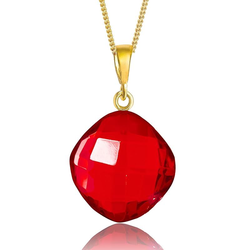 【新品】 [Amber by Mazukna] 琥珀 ネックレス ペンダント スクエア型ファセットカット アンバー ＜専用ジュエリーボックス付き＞ Silver925 ゴールドプレーティングチェーン 約45cm レディース 軽量 上品なジュエリー ギフト 1