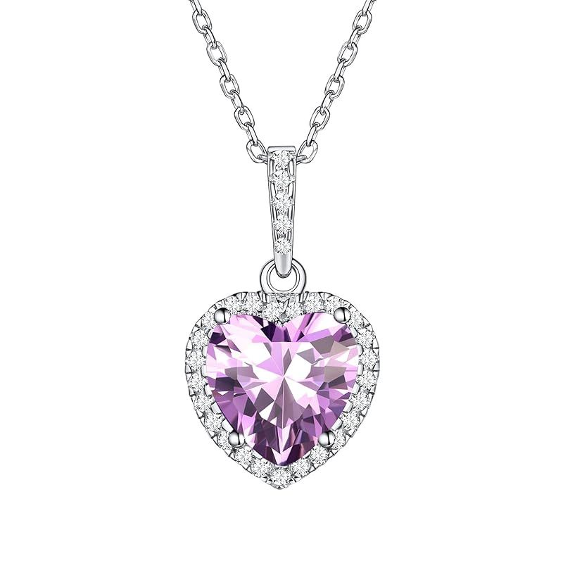 【新品】 [ChicSilver] ネックレス レディース ハート シルバー925 ジルコニア 誕生石 6月 アレキサンドライト クリスマス アクセサリー 1