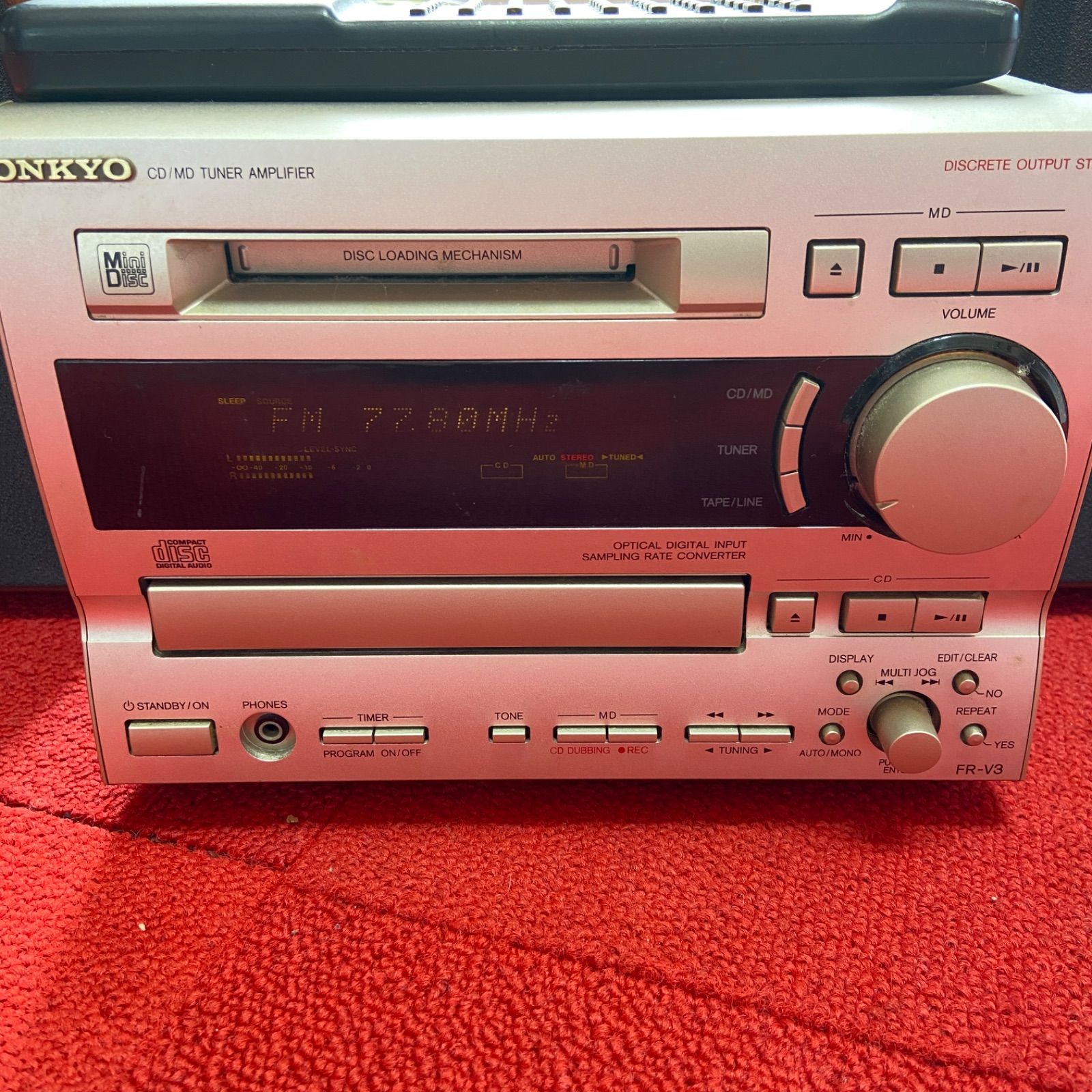 ジャンク ONKYO オンキヨー CD/MDチューナーアンプ FR-V3 スピーカー