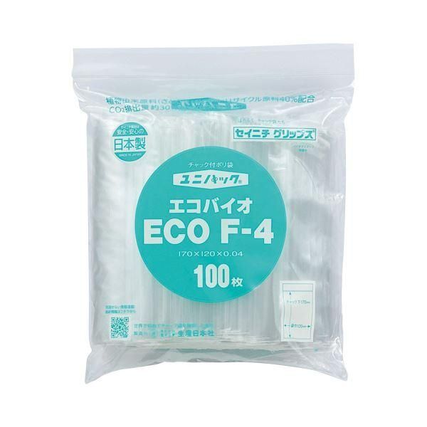 （まとめ） セイニチユニパック エコバイオ（チャック付ポリエチレン袋） ヨコ120×タテ170×厚み0.04mm ECO F-41パック（100枚） 〔×10セット〕