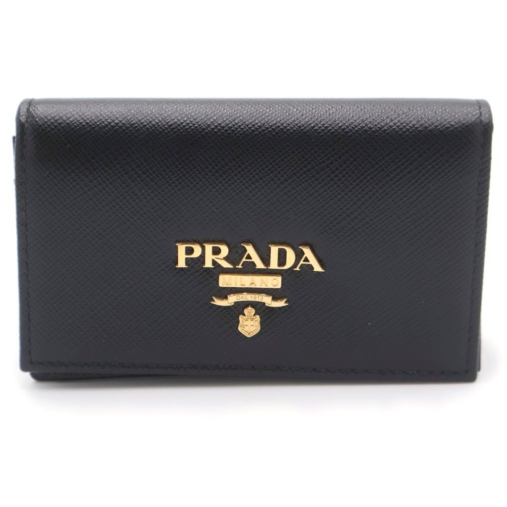 PRADA (プラダ) サフィアーノ カードケース 名刺入れ ブラック レザー 1MC122 ゴールド金具