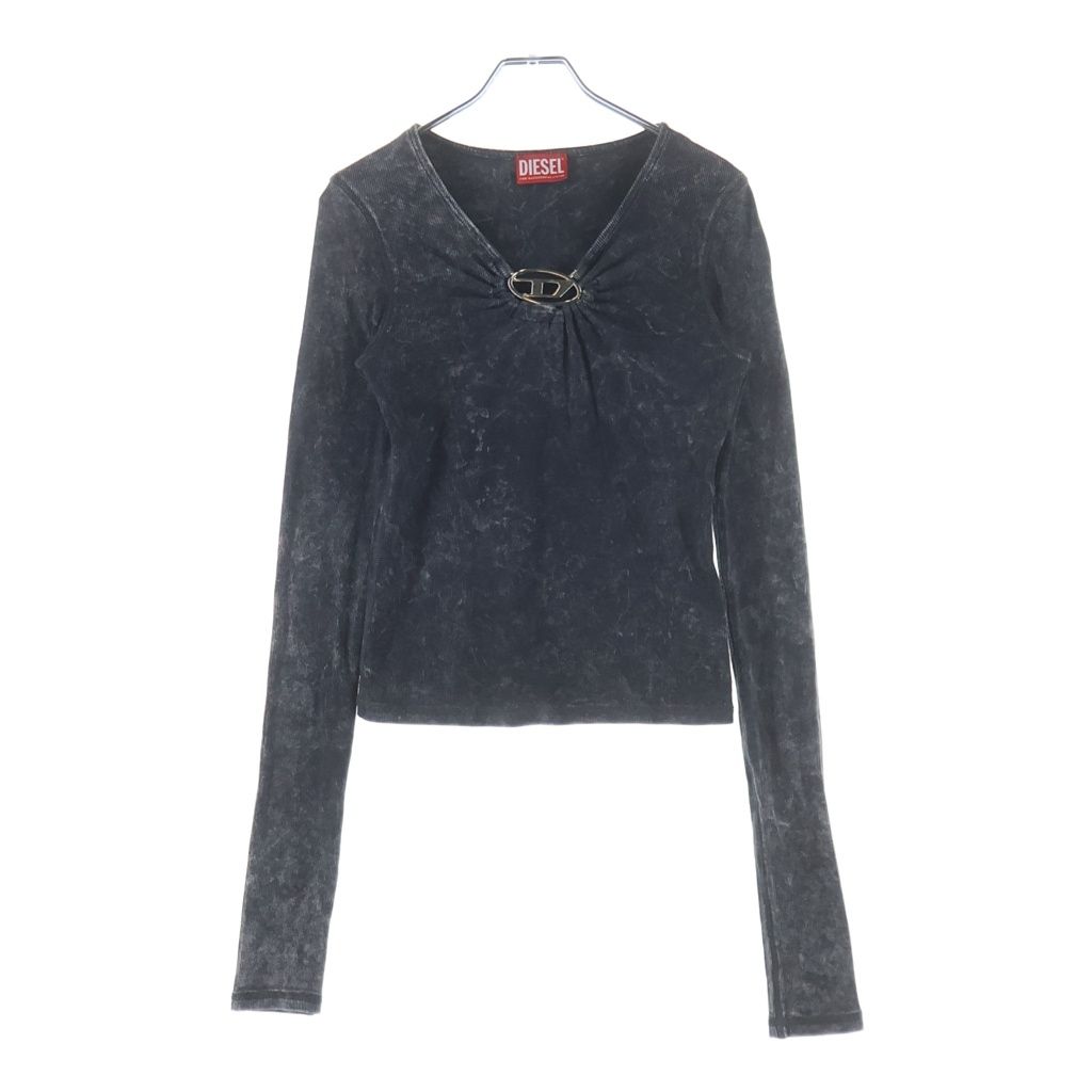 DIESEL T-RESPEC-LS 長袖カットソー ブラック S DIESEL (ディーゼル) T-RESPEC-LS Dロゴ 長袖Tシャツカットソー