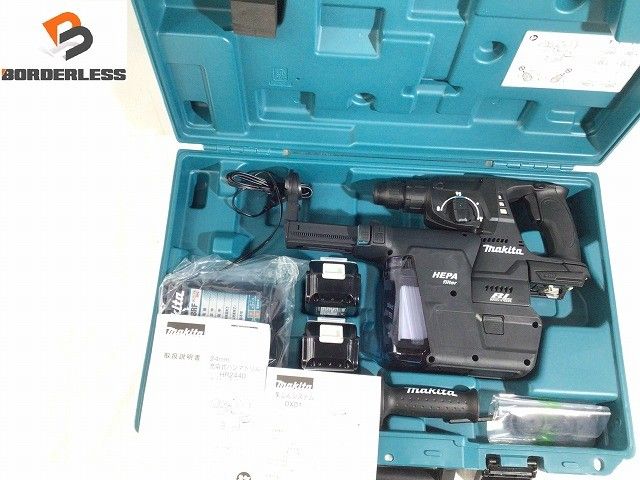 ☆未使用☆makita マキタ 18V 充電式ハンマドリル HR244DGXVB ブラック 集じんシステム(DX01) バッテリ2個(6.0Ah) 充電器 ケース付128113