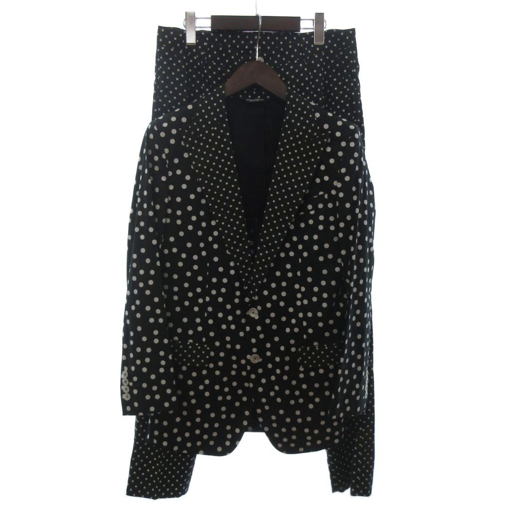 ドルチェ&ガッバーナ ドルガバ DOLCE&GABBANA TAORMINA シングル スーツ セットアップ テーラードジャケット スラックス ドット柄 黒 ブラック系 46