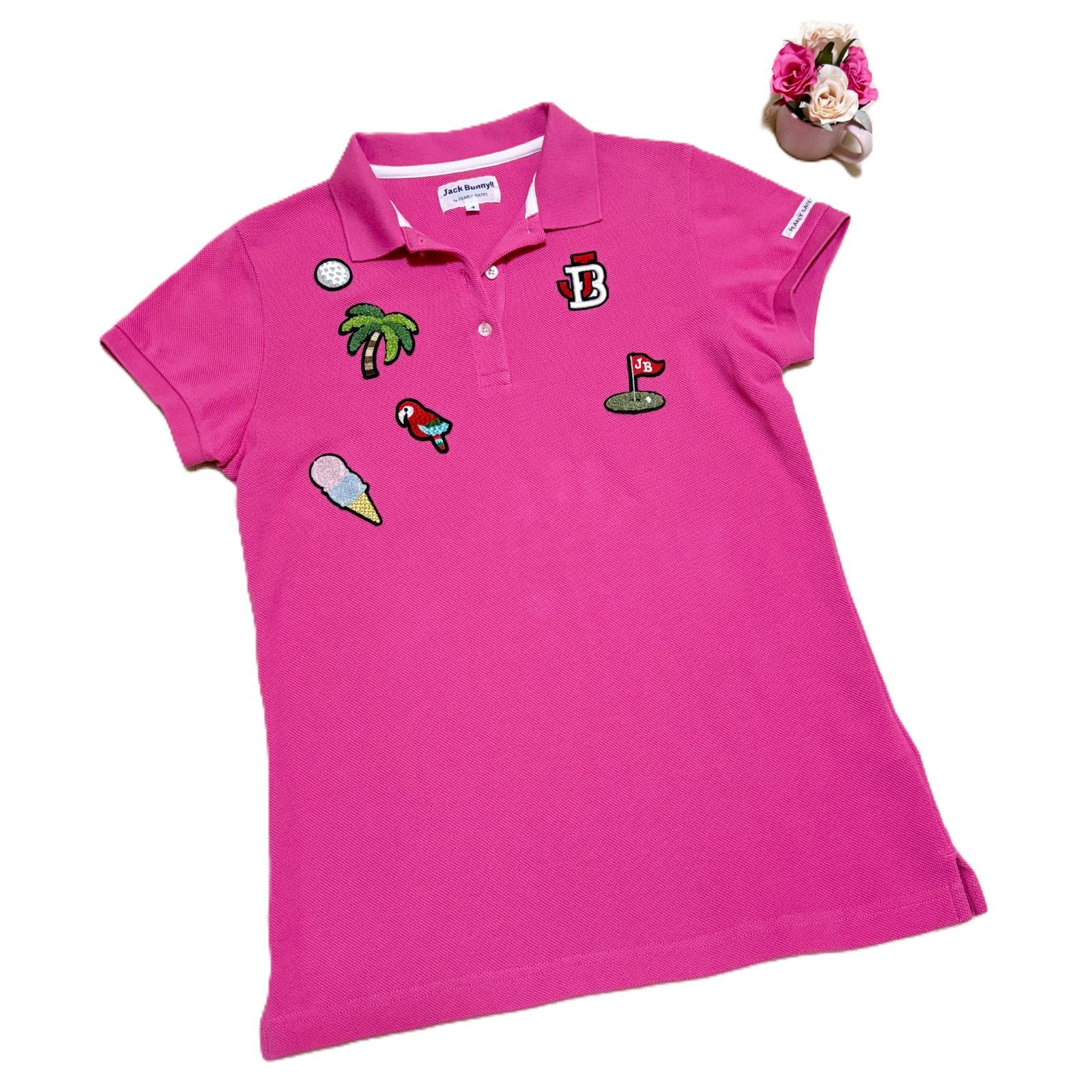 美品】Jack Bunny!! ジャックバニー ポロシャツ レディース 1 M ピンク