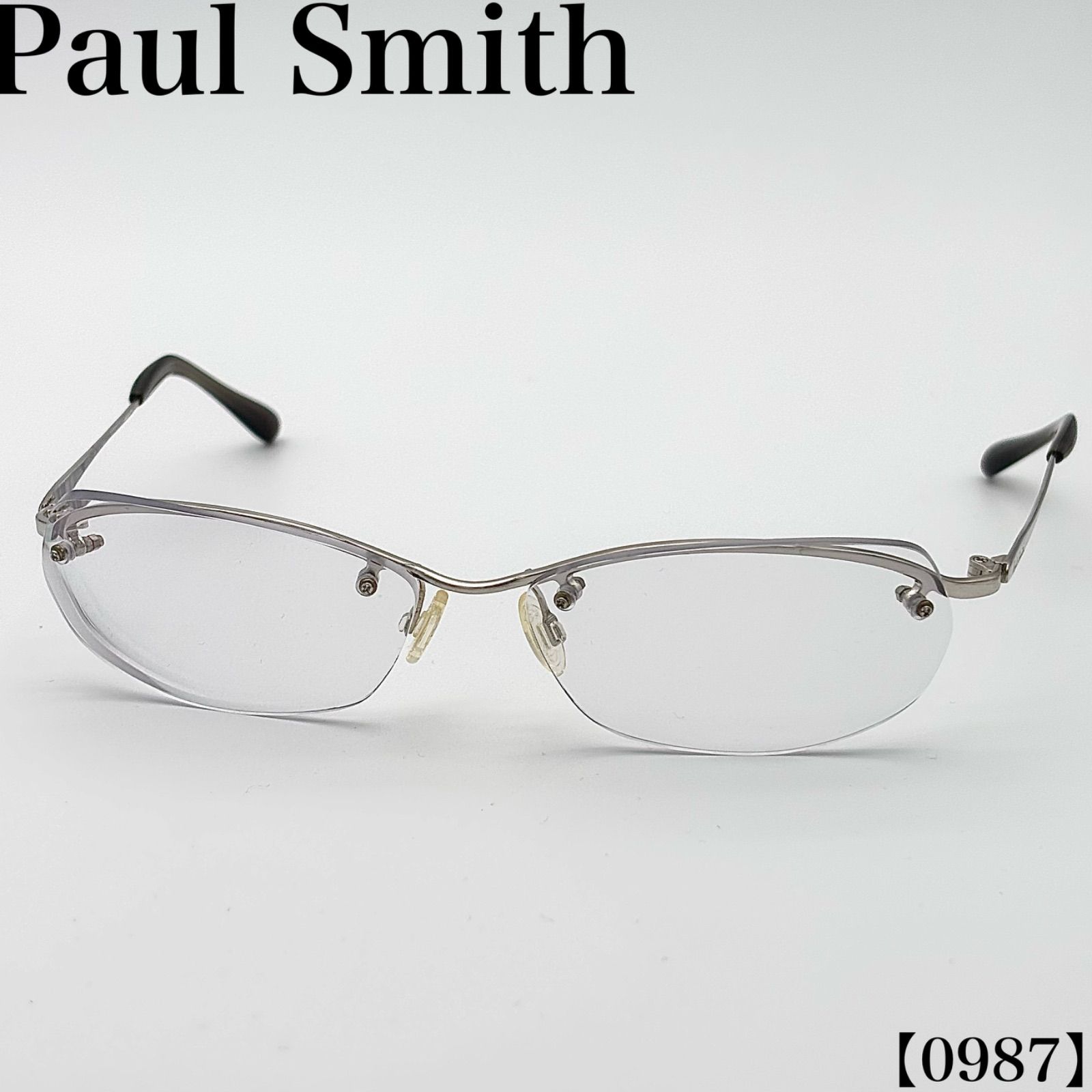 ポールスミス Paul Smith アイウェア Eyewear サングラス Sunglasses メガネ eyeglasses メンズ Men クリーニング済 Cleaned 00s y2k メタル ハーフリム シルバー 茶 PS-717 59□17 0987