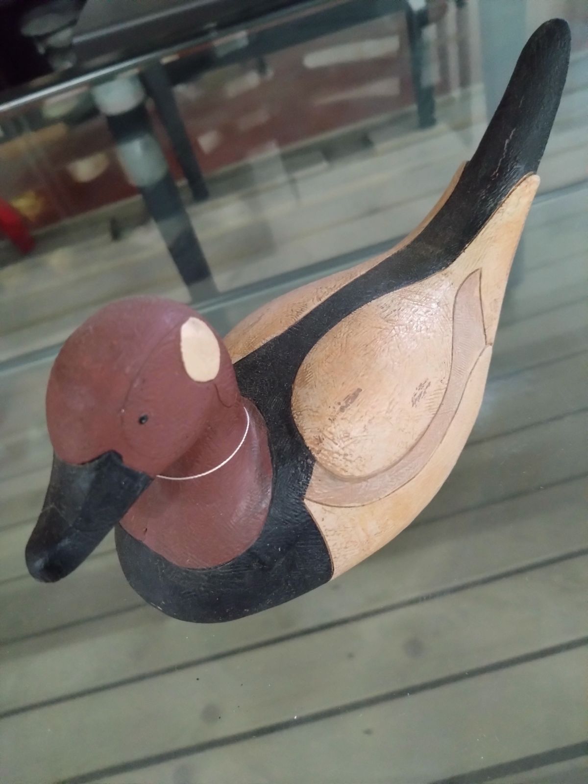 木製カモ置物 バードデコイ 鳥オブジェ ナチュラル インテリア