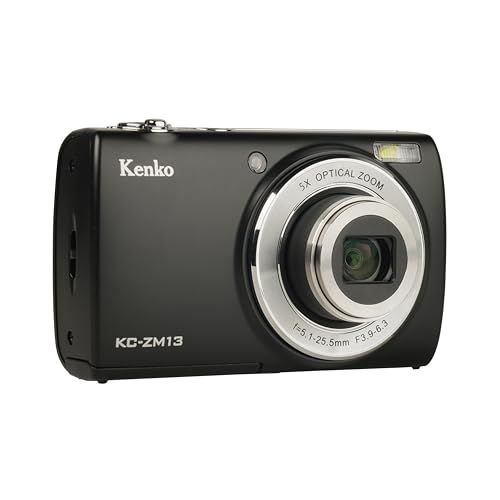 켄코 (Kenko) 컴팩트 디지털 카메라, KC-ZM13, 5배 광학 줌, 유효 픽셀, 약 1,600만 픽셀, 2.7인치 IPS 터치 패널 모니터, 셀카용 서브 카메라, 컴팩트한 디자인, 블랙, 446775t, a38ed7af