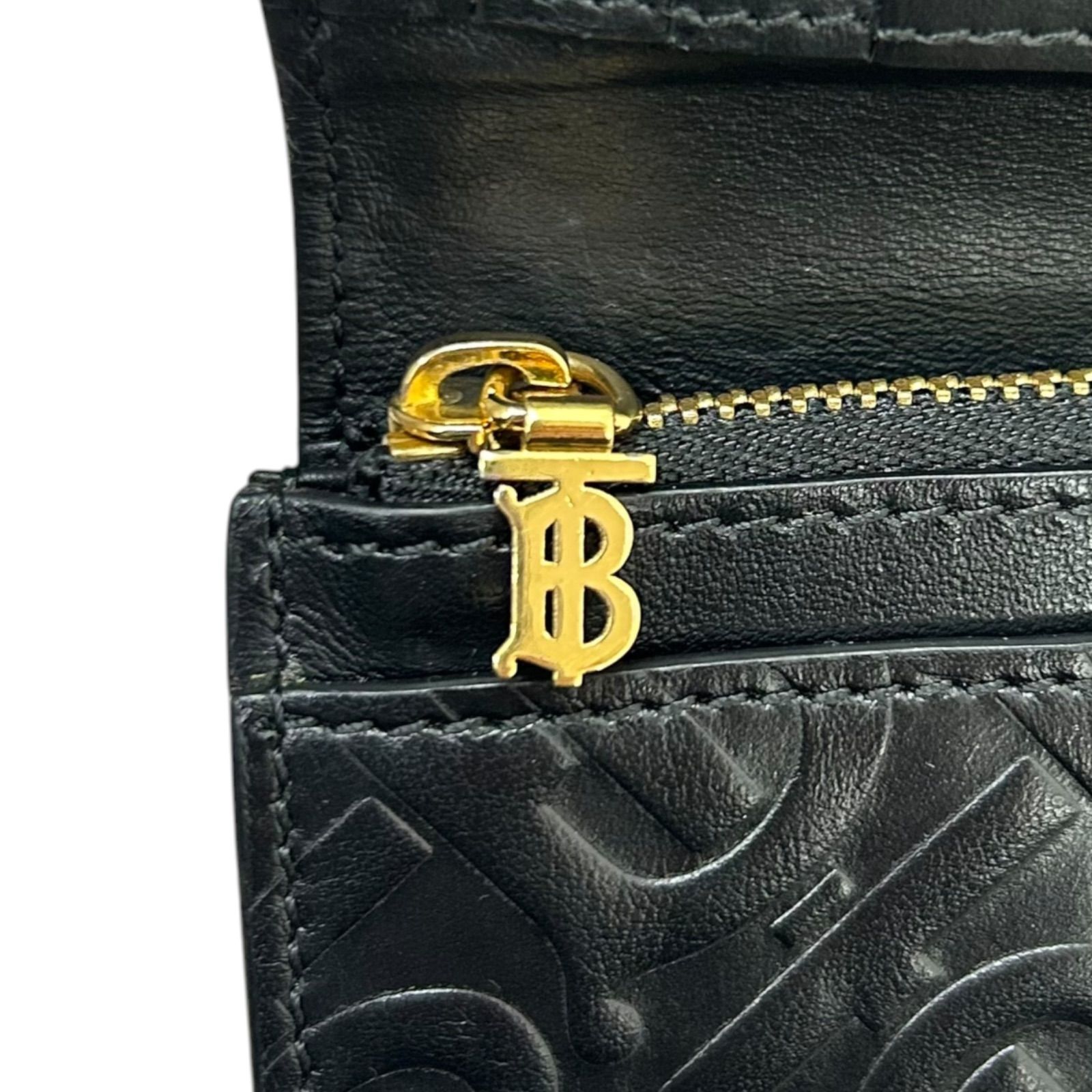 バーバリー BURBERRY モノグラムレザー エンボスロゴ 三つ折財布