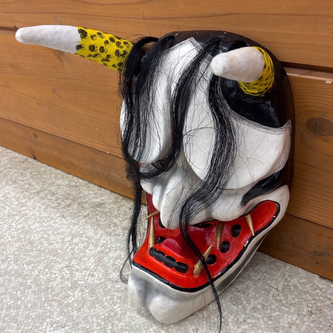 迫力の大型】神楽面 般若 飾り面 40×26cm - メルカリ