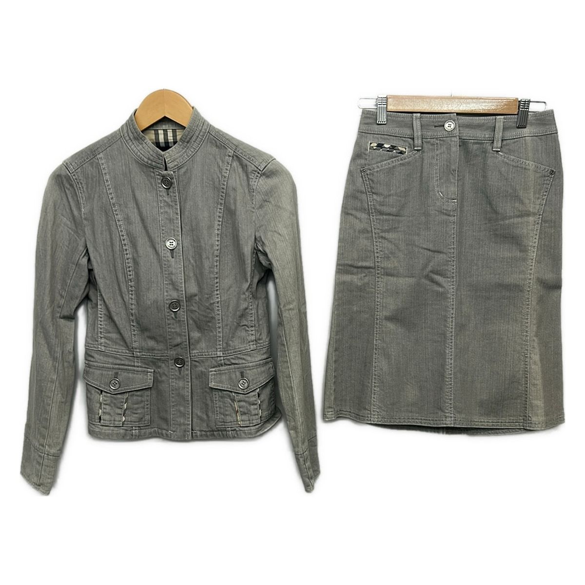 Burberry LONDON(バーバリーロンドン) スカートスーツ レディース美品 グレー デニム