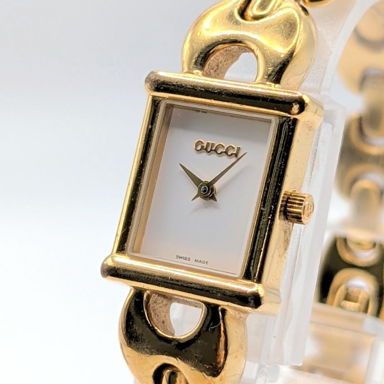 GUCCI 1800L Change belt Watch Ladies Quartz Square Gold Y2K 00 Vintage Not Working グッチ チェンジベルト 時計 クオーツ スクエア ゴールド ヴィンテージ 不動品