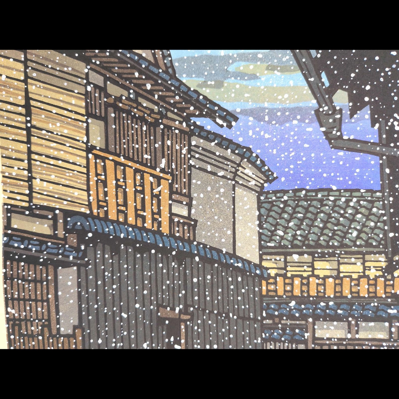 ○ 西嶋勝之「朽木の雪」木版画 167/500 直筆サイン 真作 真作]創作版画 西嶋勝之先生木版画「雪もよい」サインあり 無限定