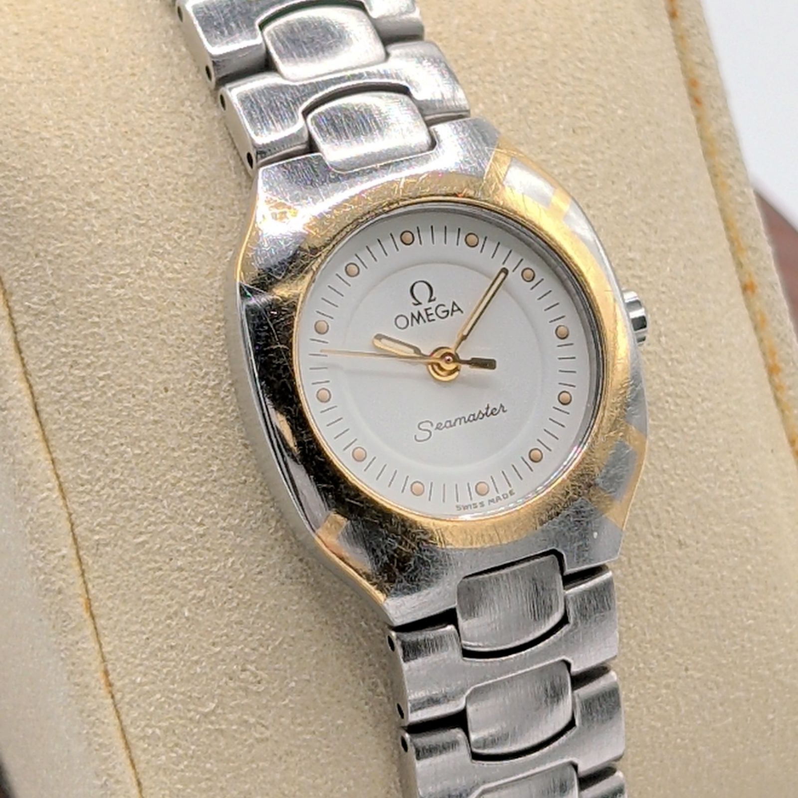 OMEGA Seamastrer Watch Quartz Ladies Square Gold Gold dial Y2K 