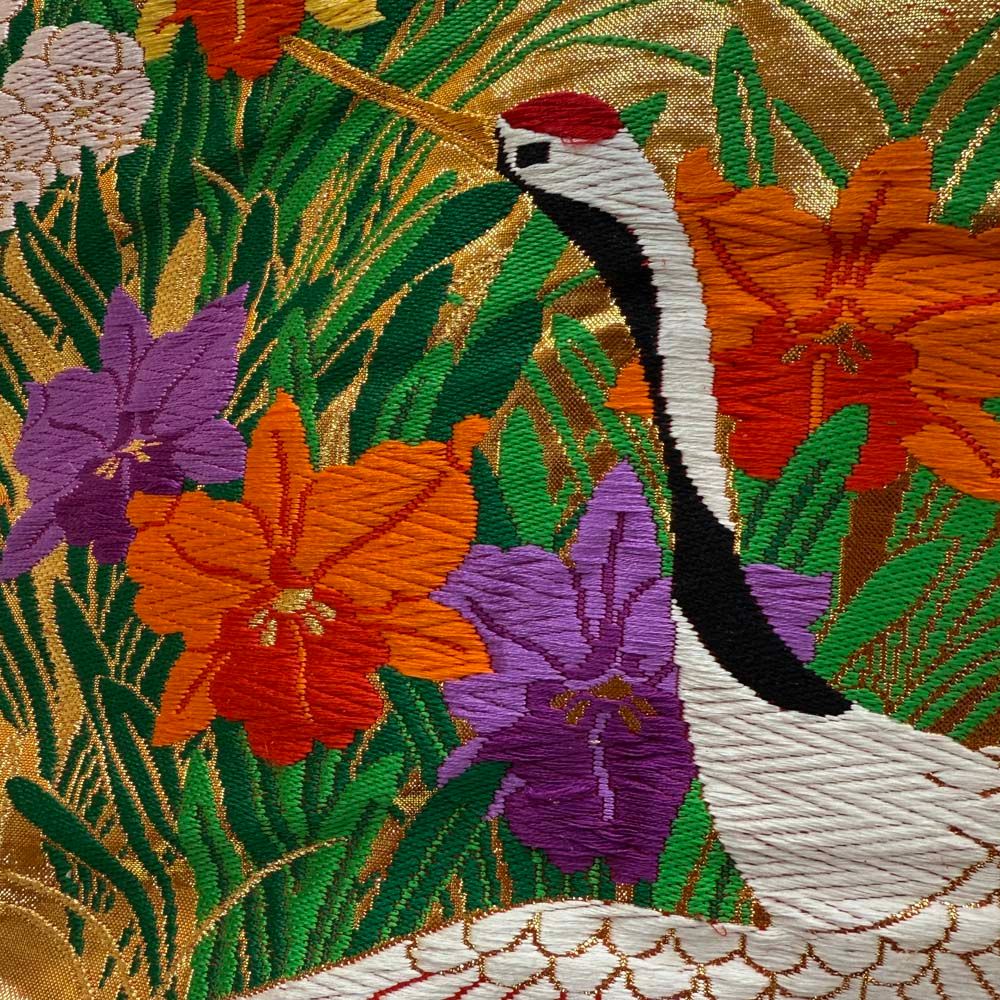 色打掛 正絹 鶴 刺繍 赤 金 打掛 花嫁衣裳 婚礼 リサイクル 中古 