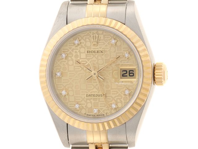ROLEX ロレックス デイトジャスト 69173G 腕時計 ステンレス/ K18YG 自動巻き シャンパンCP10Pダイヤ文字盤 レディース【中古】【473】