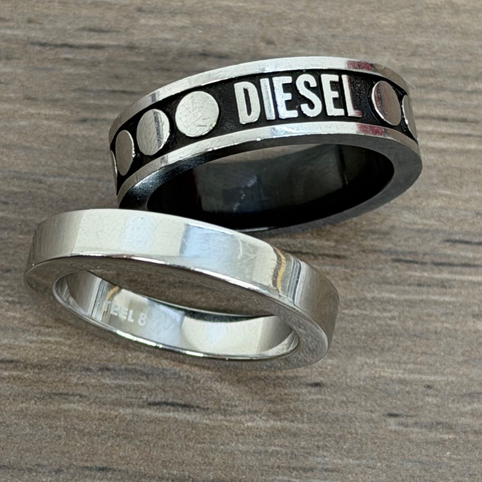 s) DIESEL ディーゼル リング ストーン 2連セット USサイズ8号 日本 