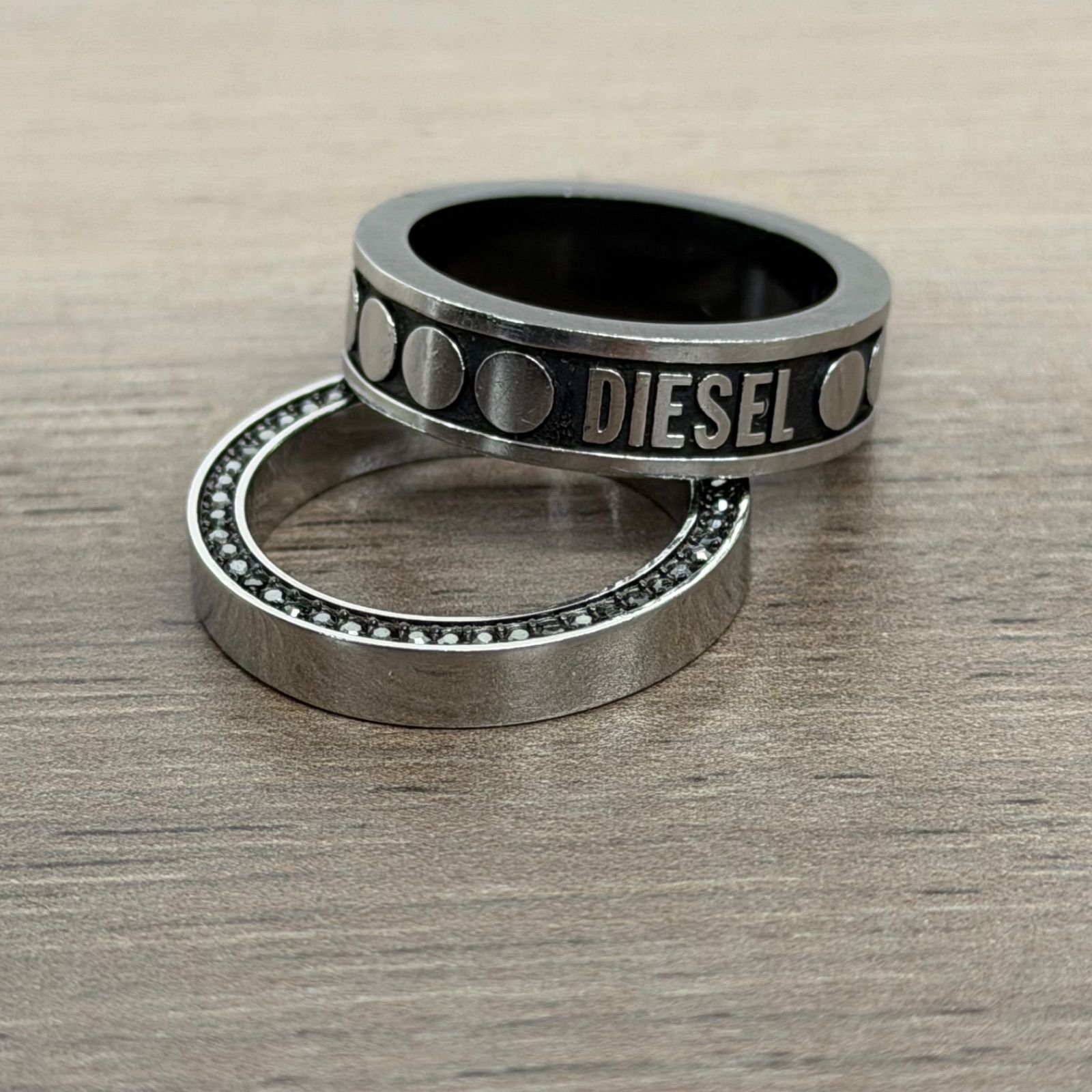s) DIESEL ディーゼル リング ストーン 2連セット USサイズ8号 日本 