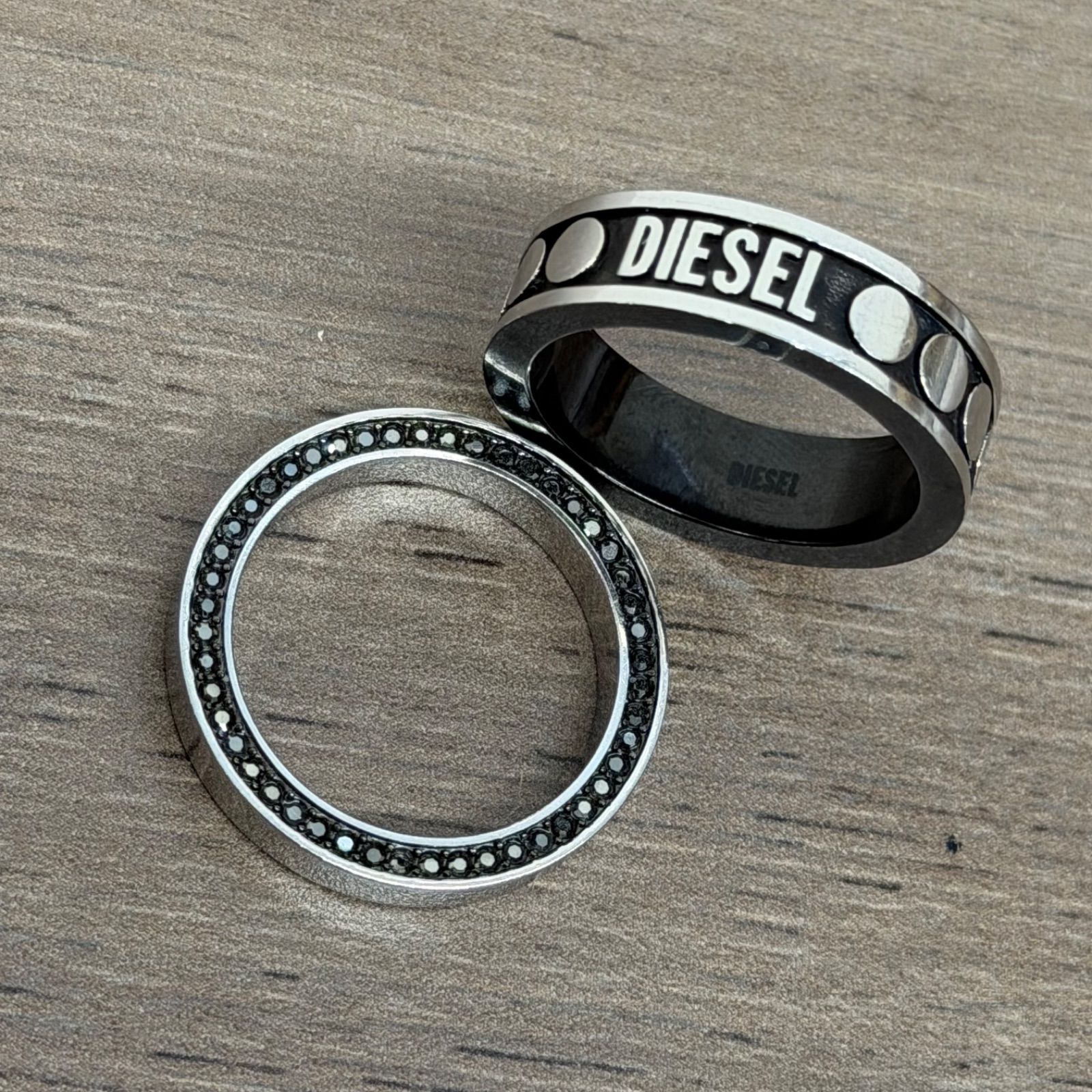 s) DIESEL ディーゼル リング ストーン 2連セット USサイズ8号 日本 