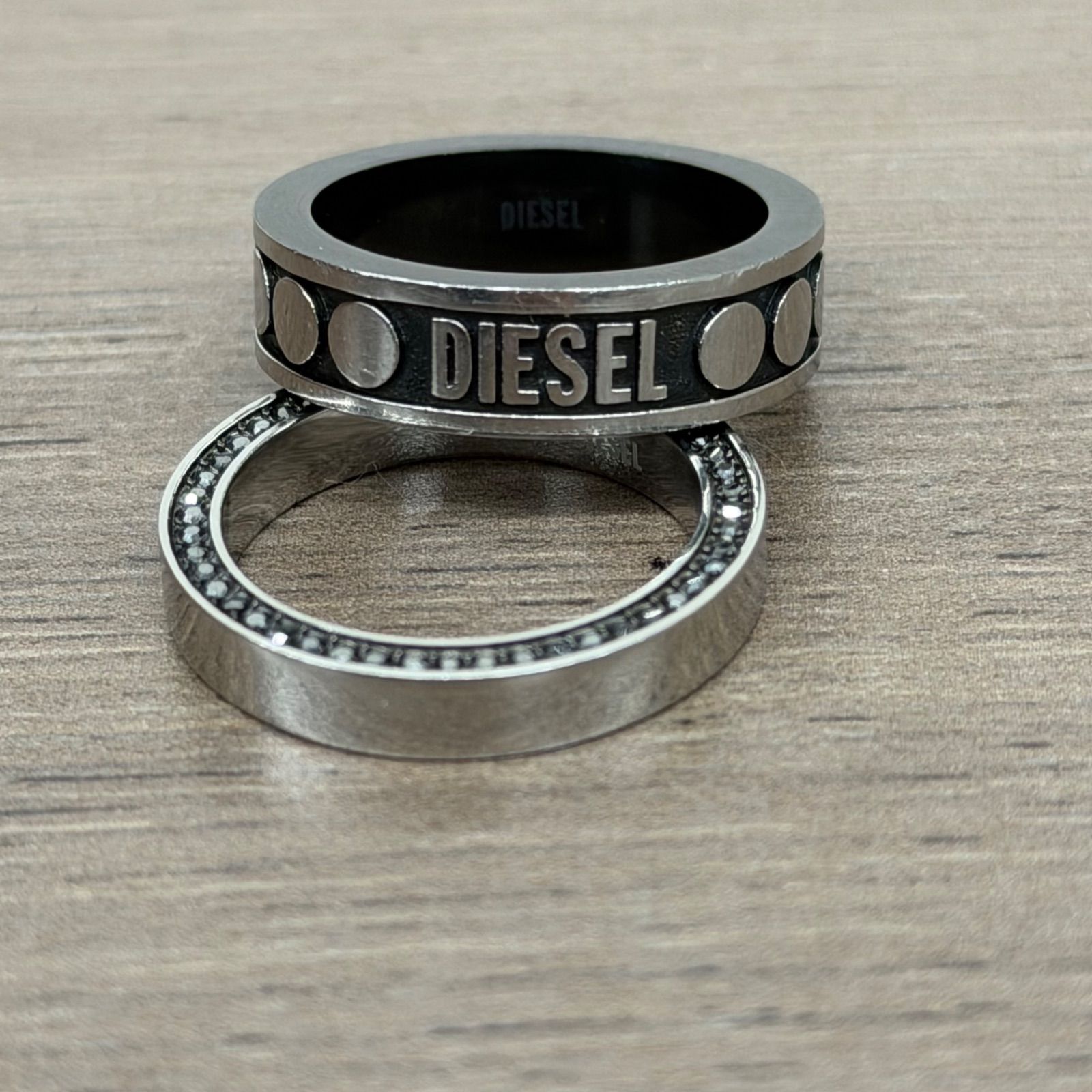 s) DIESEL ディーゼル リング ストーン 2連セット USサイズ8号 日本 