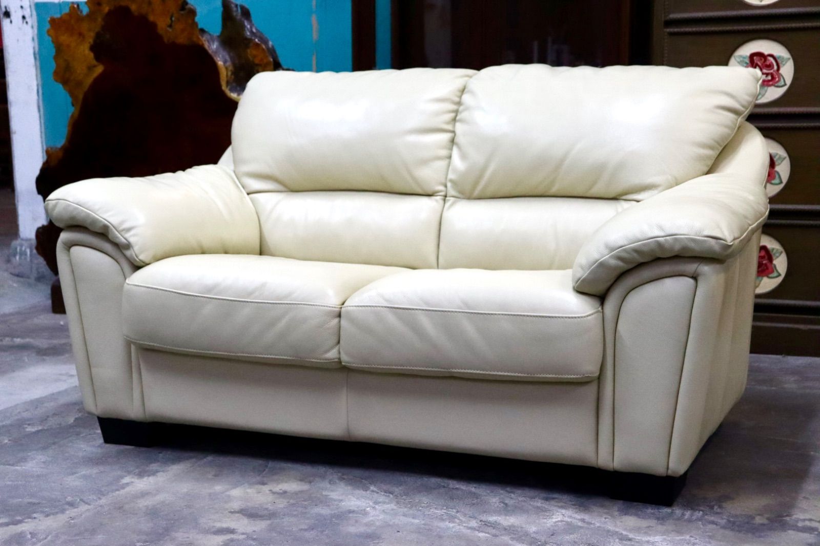 GMJK50○IDC大塚家具 2人掛けソファ ラブソファ 長椅子 本革 高級家具 