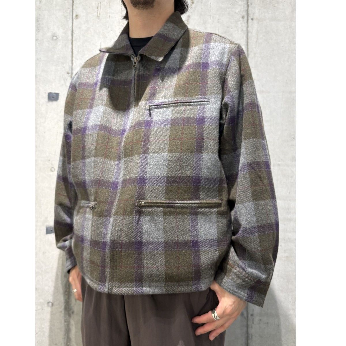 PWA(Progressive Workers Association) 25AW Refine-Wool Chk Drizzler