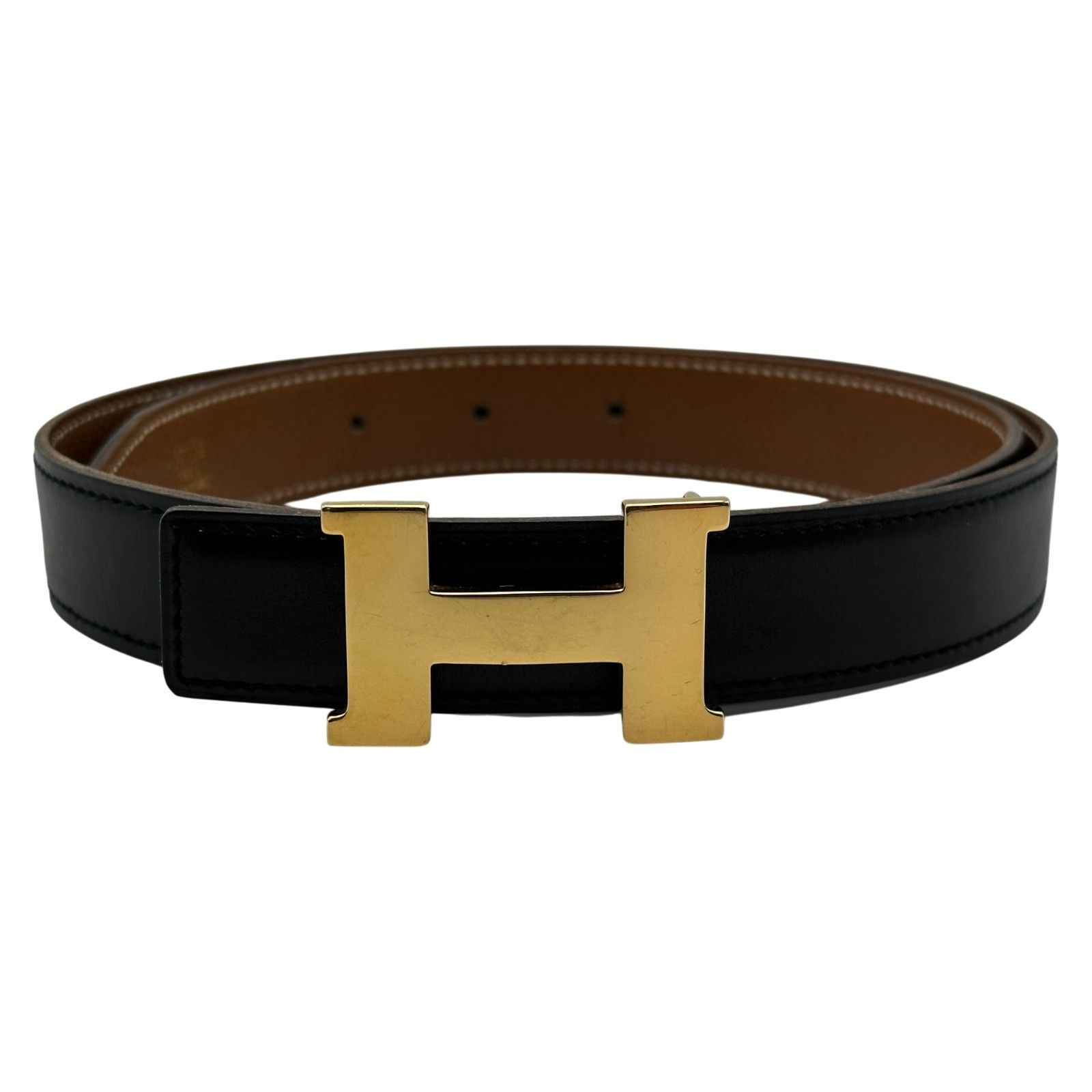 HERMES ボックスカーフ ベルト HERMES（エルメス） （美品）エルメス カンタン 26 リバーシブル