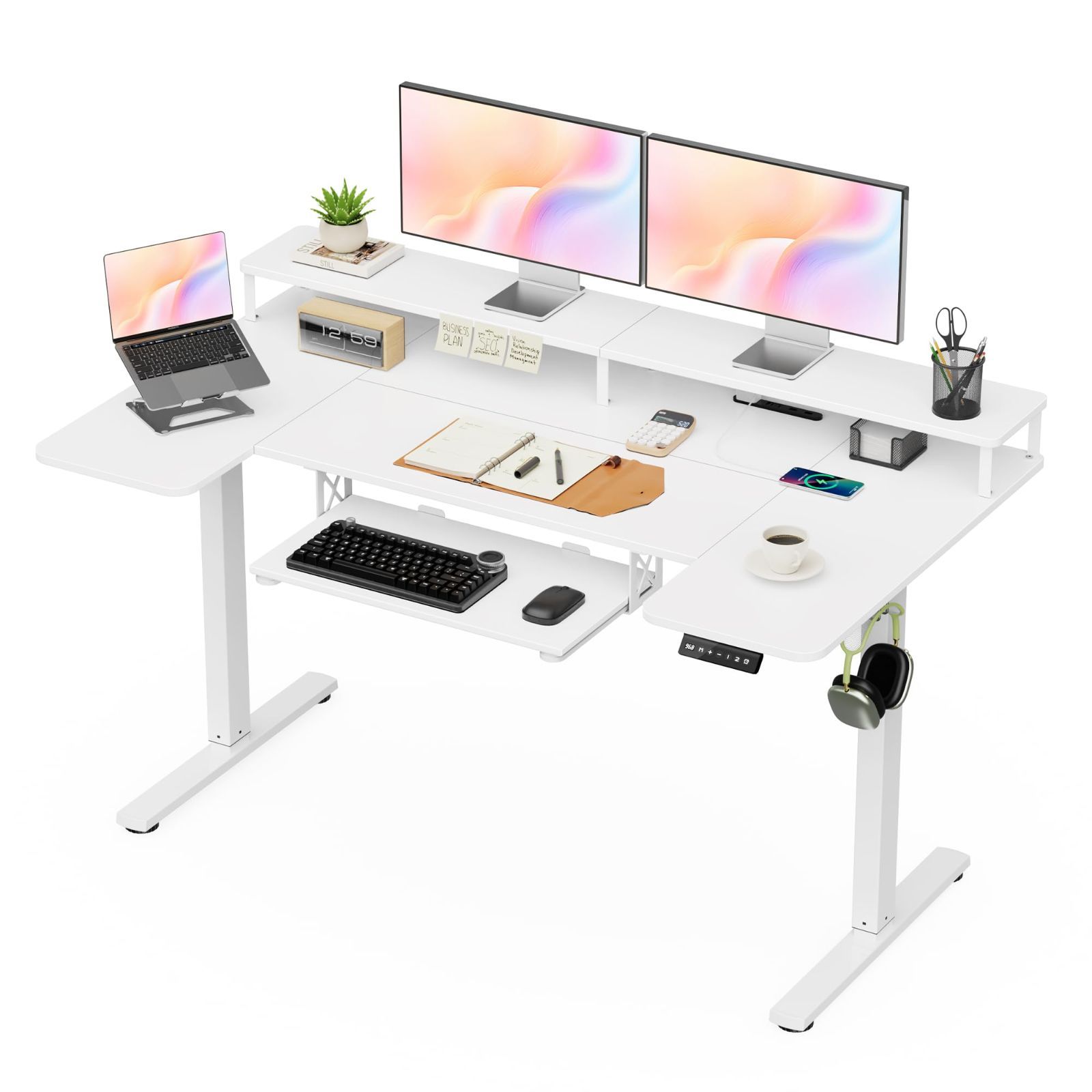 人気商品　昇降式デスク 幅140*奥行80cm 昇降デスク スタンディングデスク USB/Type-C充電可能 高さメモリー機能 障害検知 静音 電動式 ゲーミングデスク パソコンデスク 昇降式テーブ ル 在宅ワーク Alebert｢アレベルト｣ オフィスワー