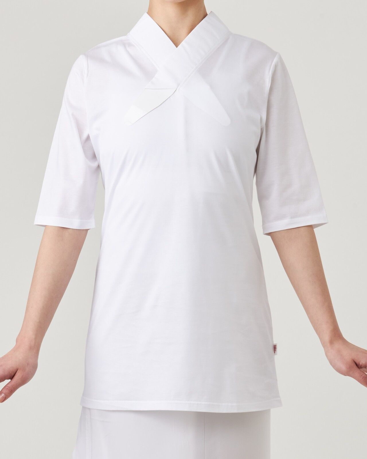 Tシャツ型 洗える 半襦袢 ふぁんじゅ 絽衿 M ホワイト 襟付き襦袢 【新品】