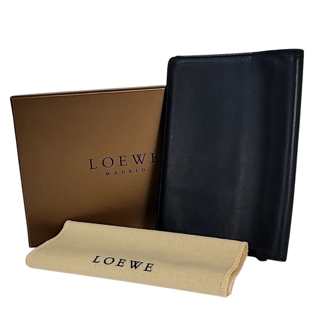 K-8 LOEWE ロエベ 手帳カバー ブックカバー ブラック ロゴ レザー 箱 286-1-260410 56-11
