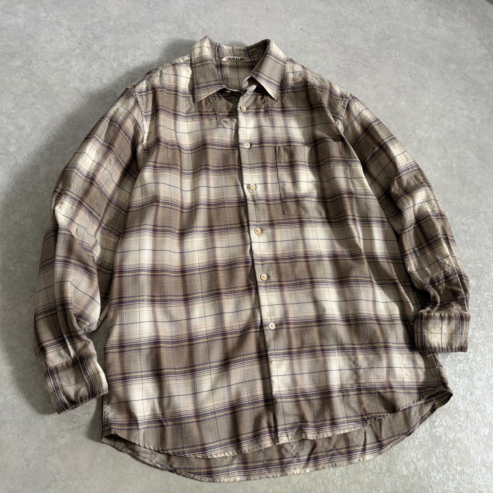 定価4.4万 AURALEE SUPER LIGHT WOOL CHECK SHIRT スーパーライト