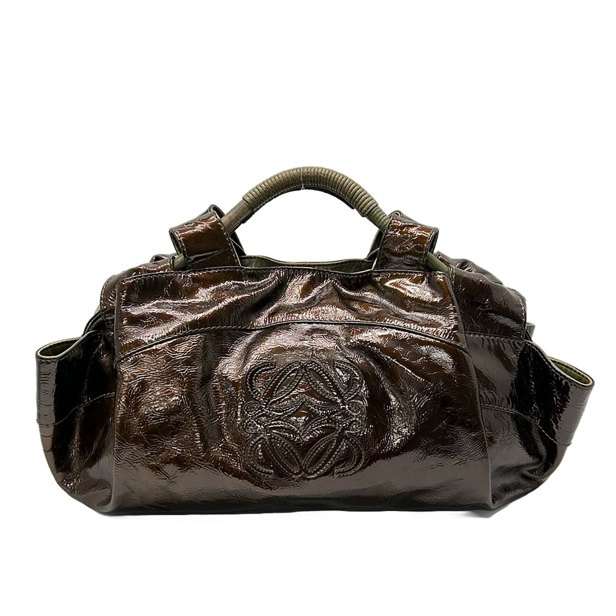 LOEWE(ロエベ) ハンドバッグ ナッパアイレ ダークブラウン×カーキ 