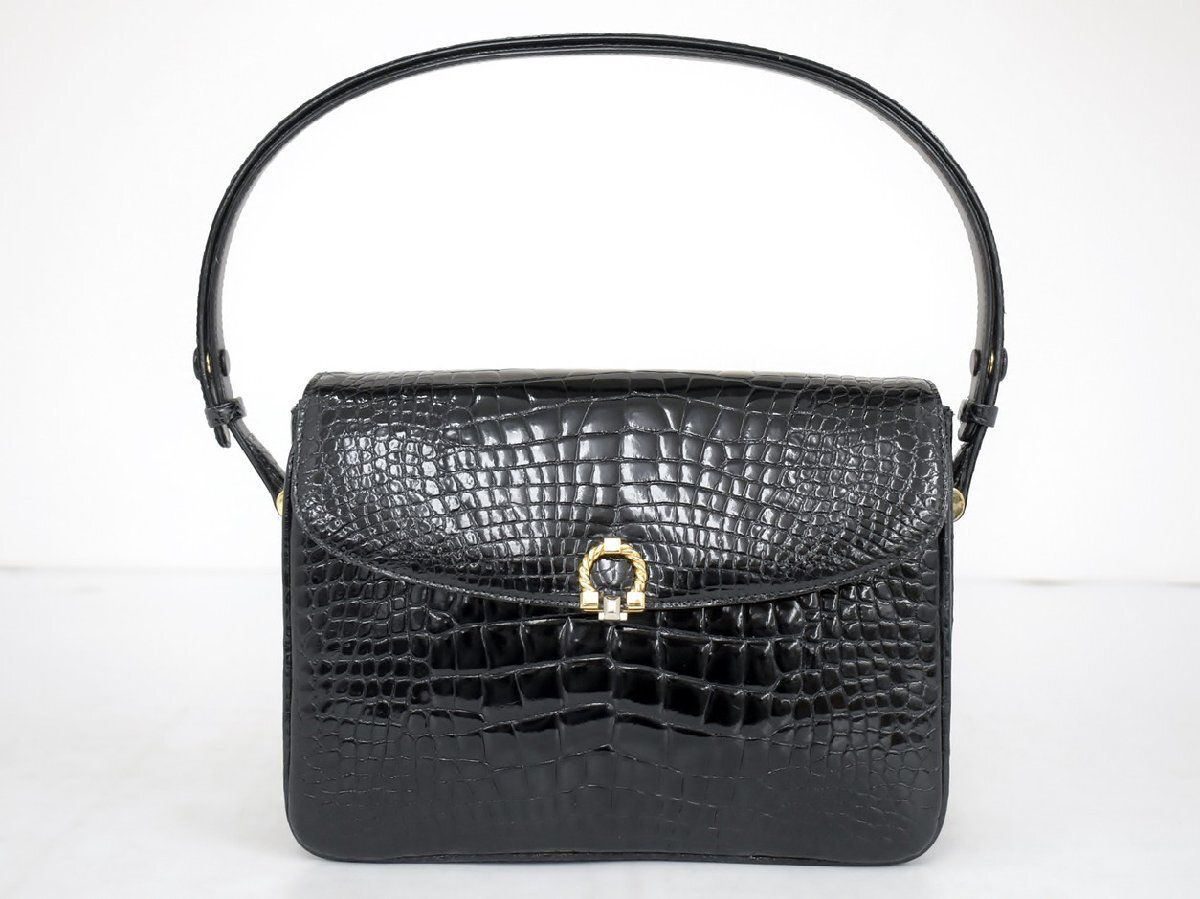 ショルダーバッグ セミショルダー クロコダイルレザー GENUINE CROCODILE SKIN ブラック 2501LR120 ショルダーバッグ セミショルダー クロコダイルレザー GENUINE