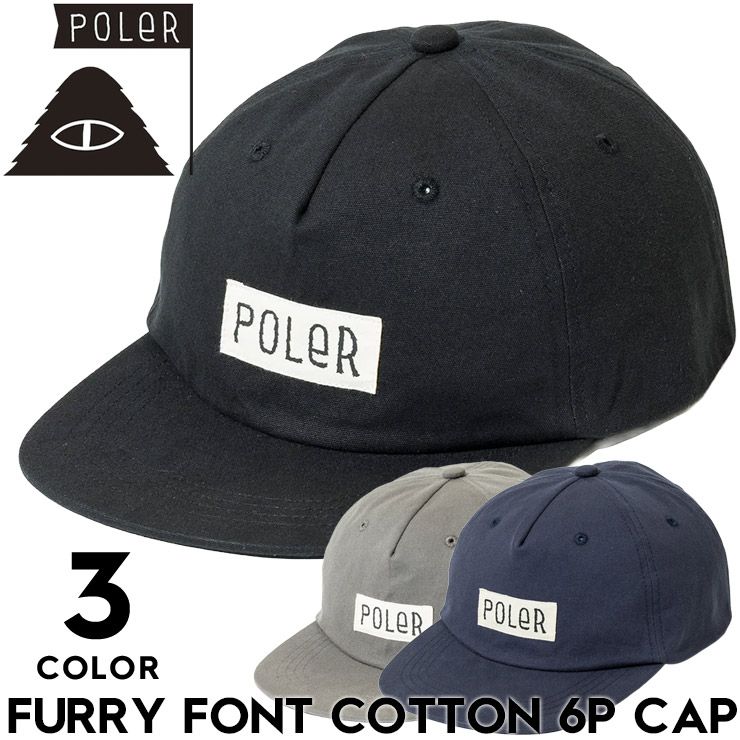 POLeR ポーラー キャップ メンズ レディース 帽子 6パネルキャップ コットンキャップ ロゴキャップ サイズ調整 FURRY FONT COTTON 6P CAP 261MCV0071 26SP 日本代理店正規品