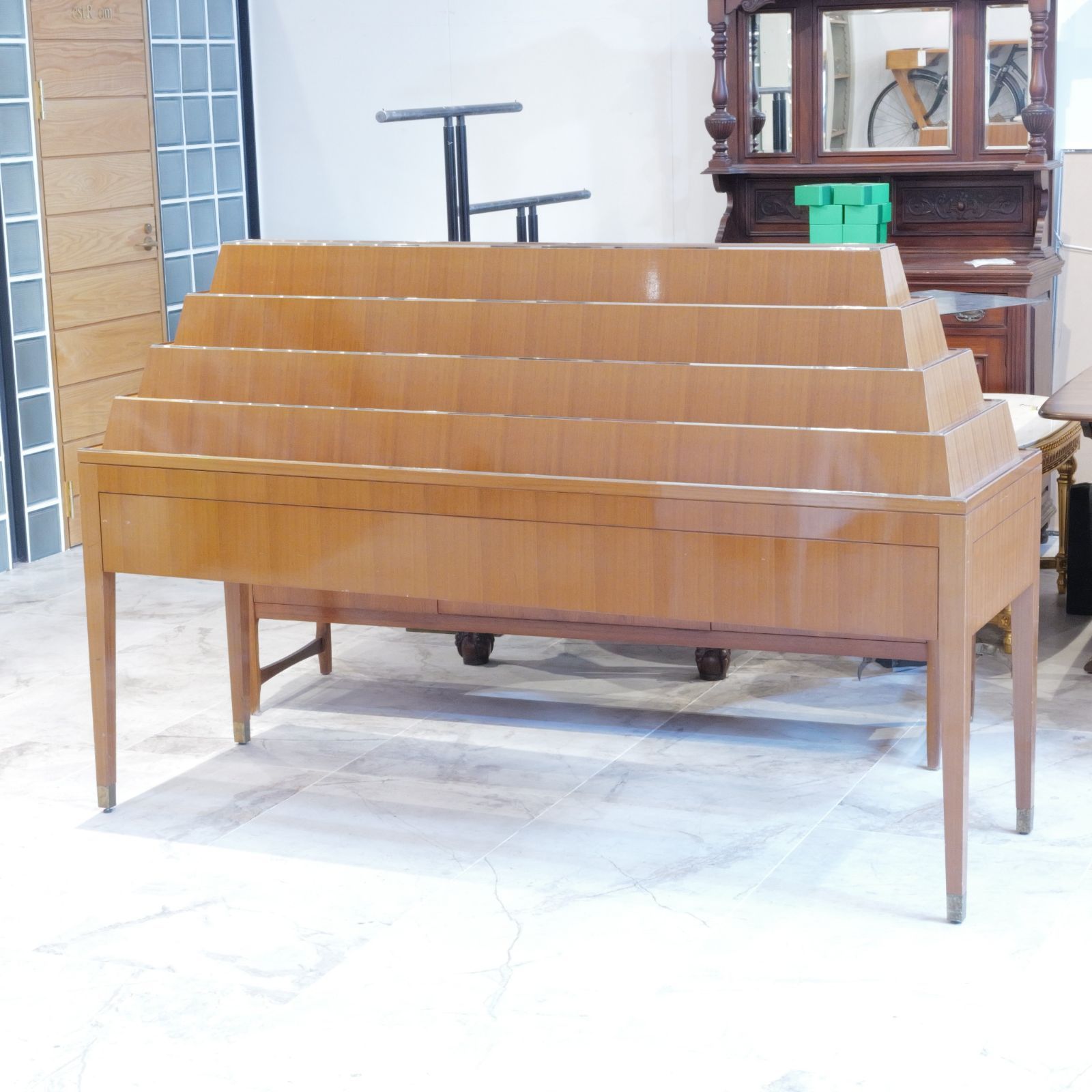 英国アンティーク コレクションキャビネット W200cm マホガニー材 