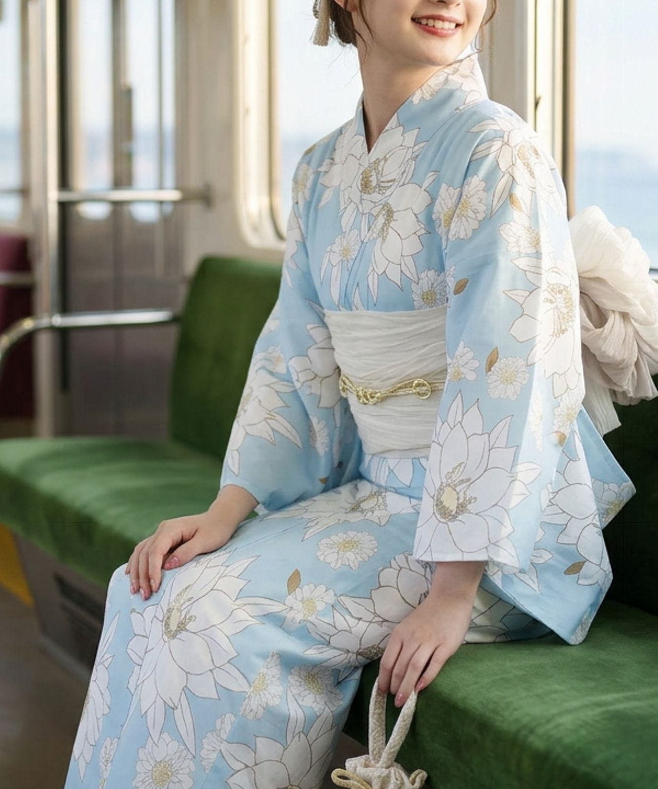2026年販売開始！蓮ブルー 【F】簡単！1人で着れる 綿 浴衣 レディース セパレート 浴衣 3点セット 二部式 浴衣+帯 セパレート浴衣 花火大会 夏祭り 盆踊り フリーサイズ ワンピース浴衣 は下のこのショップの商品をすべて見るよりご覧ください
