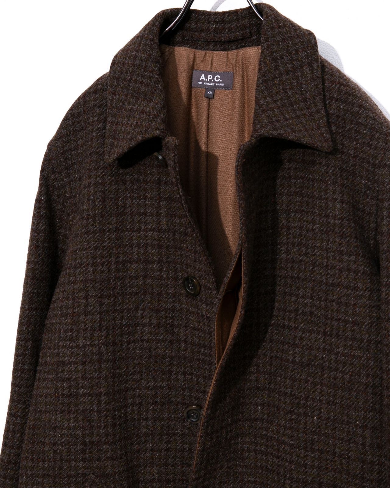 A.P.C. アーペーセー 千鳥格子ツイードステンカラーコート