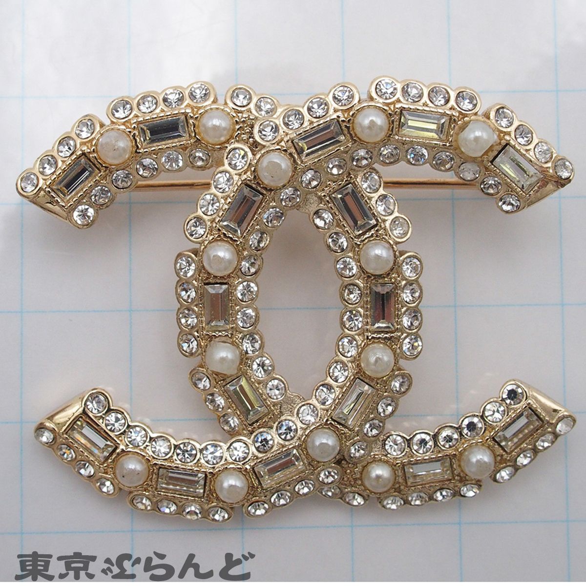 シャネル CHANEL ブローチ ココマーク ゴールド メタル ラインストーン 