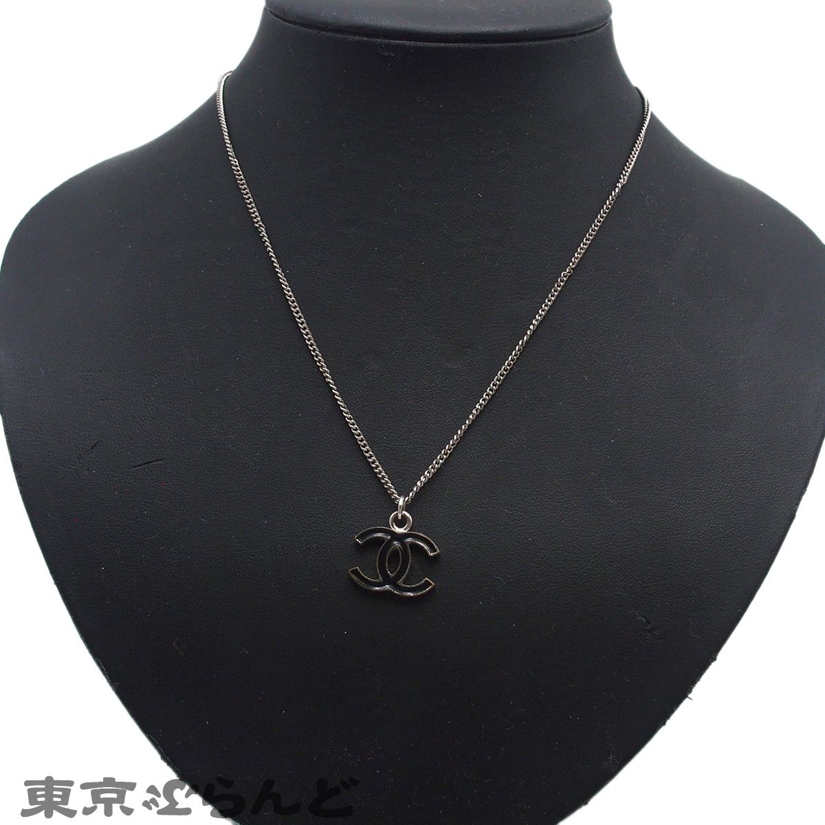 シャネル CHANEL ネックレス ココマーク シルバーxブラック メタル 07V 