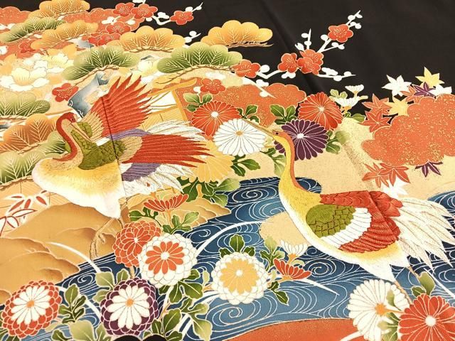 平和屋着物●豪華色留袖　松　市松　金彩　ロング丈　正絹　逸品　AABG0827ck 平和屋着物□豪華黒留袖 群鶴松竹梅 金彩 正絹 逸品 BAAX2156hv - メルカリ